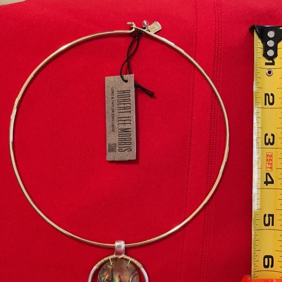 ROBERT LEE MORRIS GOLD SILVER TONE ABALONE WIRE CHOKER NECKLACE NWT - Picture 8 of 15